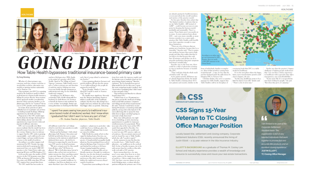 Going Direct Traverse City Business News feature article